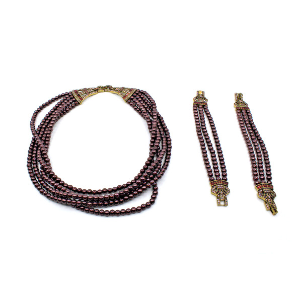 D5 Auth HEIDI DAUS Age of Elegance Crystal 3 Piece Jewelry Necklace Set Amethys - Picture 1 of 7